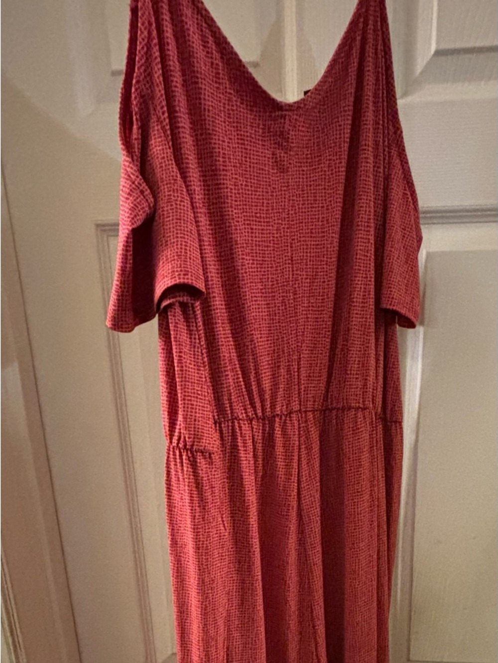 Relaxed Red Cold-Shoulder Women's Jumpsuit